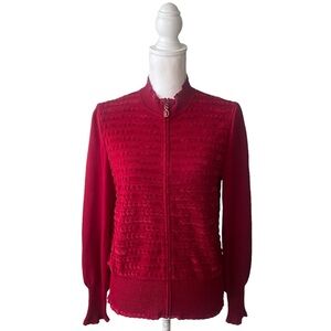 ST. John Collection red zip‎ up sweater